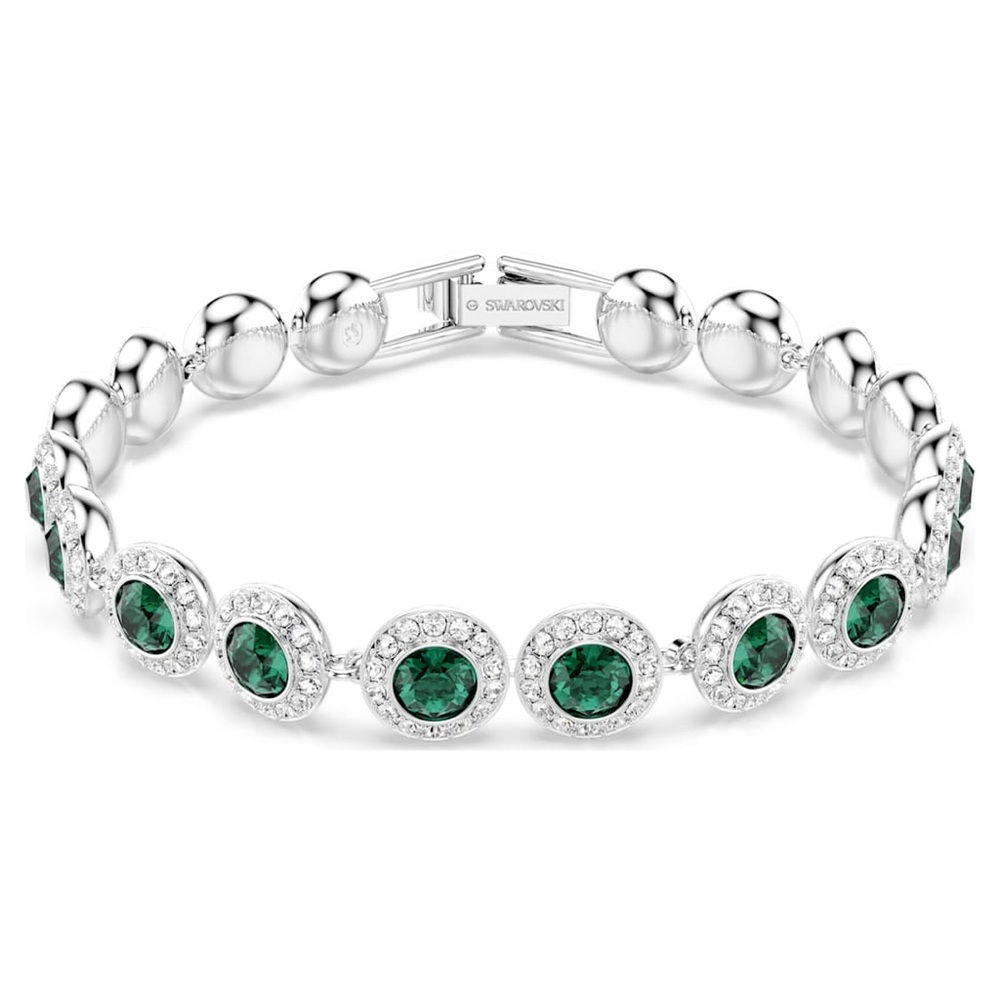 NWOT Swarovski Pavé Tennis Bracelet with Green and Silver Crystal Accents